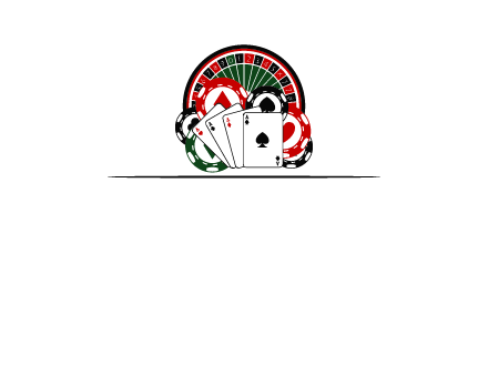 casino logo with poker chips, cards and Roulette