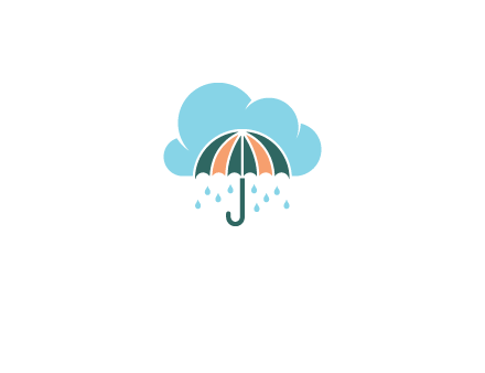 clouds raining over an umbrella