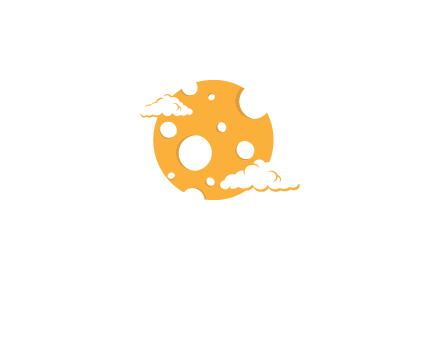 moon mad of cheese logo with clouds