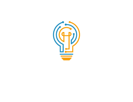 IT logo with circuit cables forming a light bulb