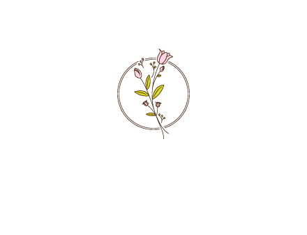 simple spa logo with flowers and buds growing on a stem