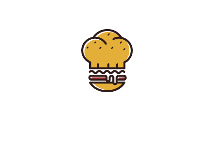 burger with a chef's hat upper bun food logo