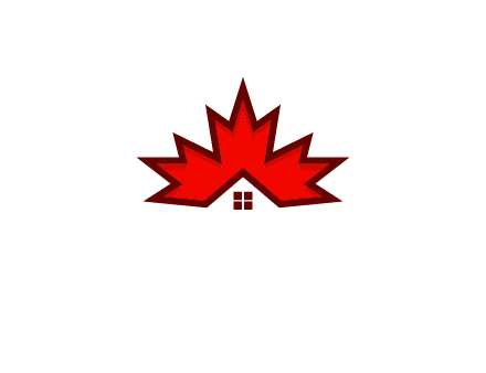 Canadian real estate logo with a house inside a maple leaf