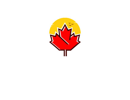 maple leaf covering the sunset logo