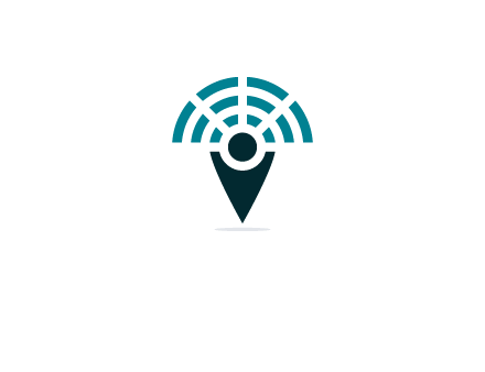 connectivity icon merged with a geotag or stick figure logo