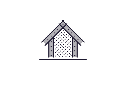 construction logo with simple clothing patterns on a house