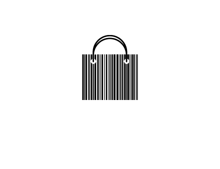 shopping bag icon made of a bar code