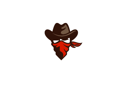 cowboy with a bandanna covering his face logo