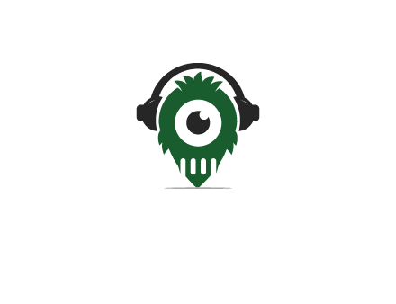 alien with one eye wearing headphones logo