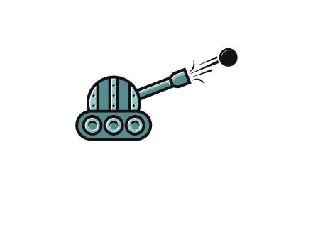 tank shooting a cannon ball logo