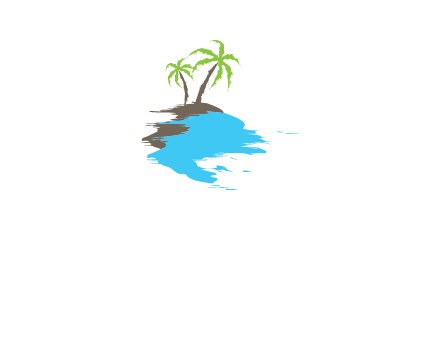 palm trees in island logo