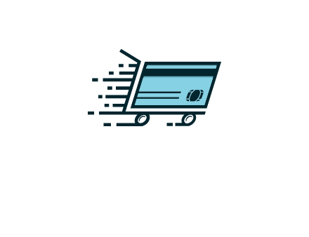 shopping cart with credit card logo for retail