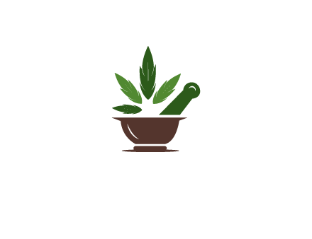 pestle and mortar with herbs logo