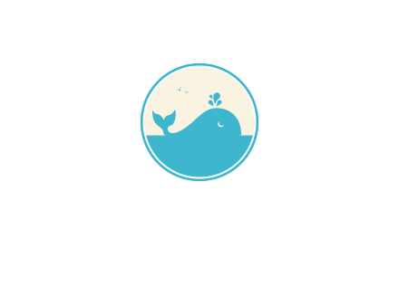 aquarium logo with a whale swimming in the ocean