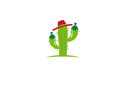 cactus wearing a Mexican hat logo