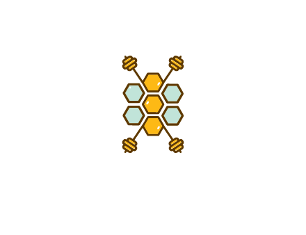 honeycomb and bees logo