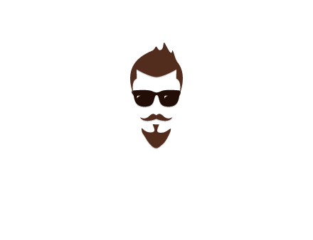 man with well-groomed hair, beard and mustache for grooming services or barber shop logo