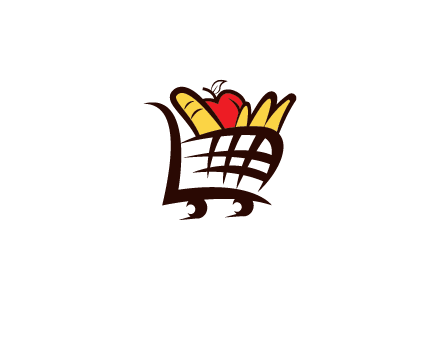 shopping cart icon loaded with groceries