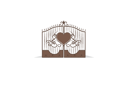 heart on a fence gate illustration