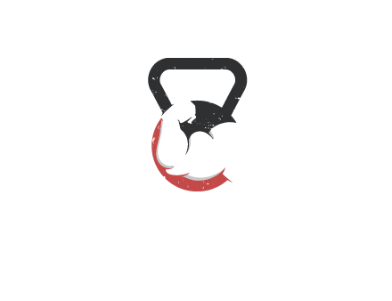 kettlebell gym shaped logo with bodybuilder arm