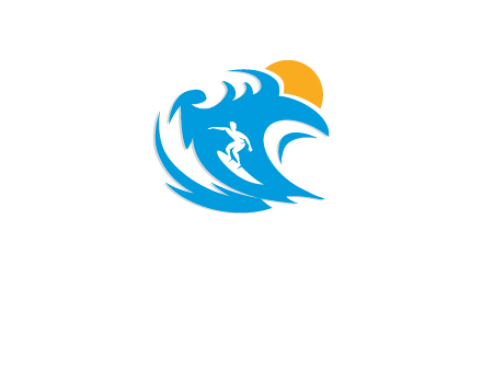 sun, surfing and the waves logo