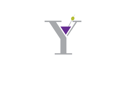 wine with olive inside letter Y logo