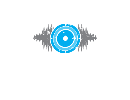 sound waves behind speaker logo