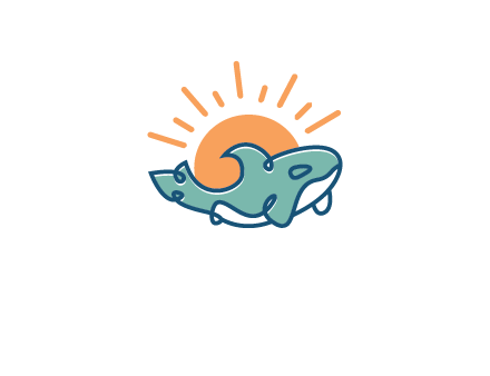 whale in front of sun icon