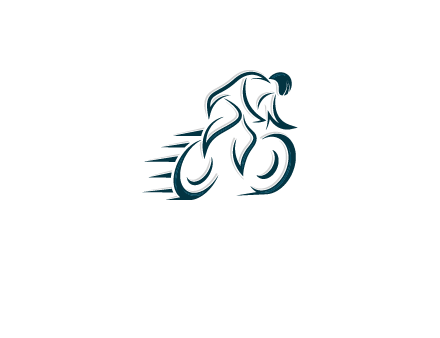 logo with an outline of a biker riding a bicycle