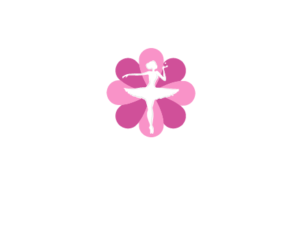 ballerina in a feminine flower shaped logo