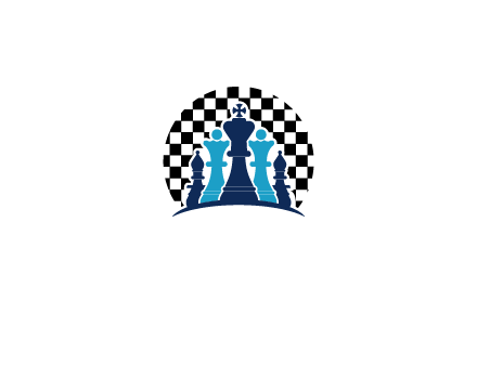 chess pieces  with a chessboard background logo