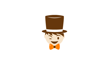 winking character with bow tie and top hat