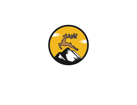 reindeer jumping over mountains logo