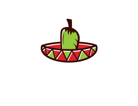 Mexican hat with green chili pepper