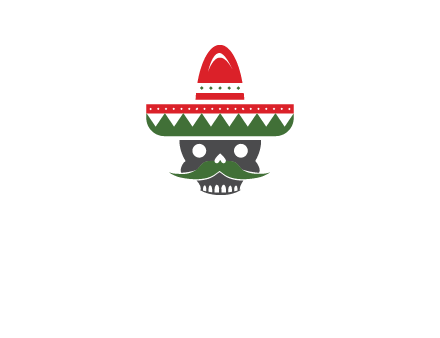 skull with mustache and Mexican hat icon