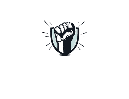 raised fist in shield logo