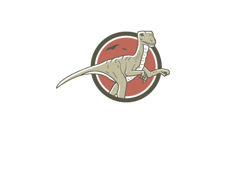 Dinosaur illustration with Tyrannosaurus rex and Pterodactyls