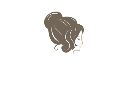 woman head with hair bun beauty logo icon