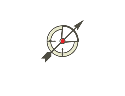 arrow across compass