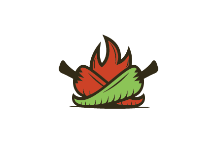 flames behind red and green chili