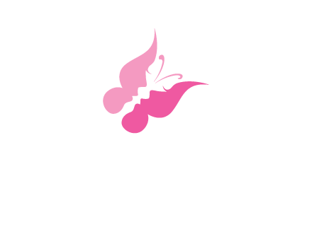 women faces in butterfly wings shape beauty logo