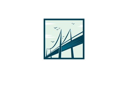 cable bridge with bird in square frame