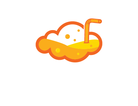 juice in line art cloud with straw