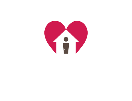 abstract person in home and heart symbol