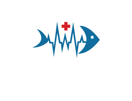 fish with heart beat line and first aid sign