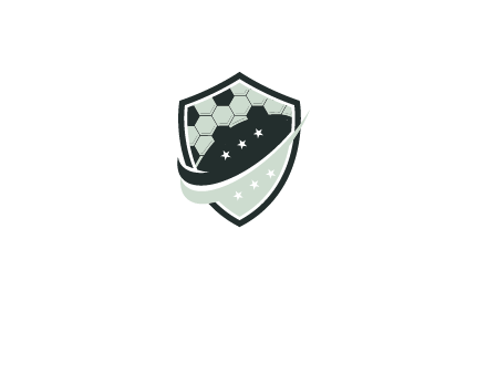 swoosh in shield with football pattern