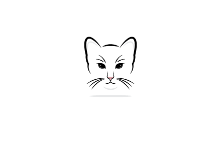 negative spacing line art cat face