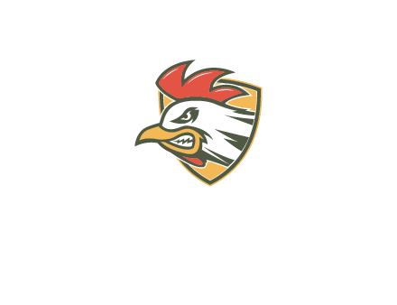 rooster face in shield