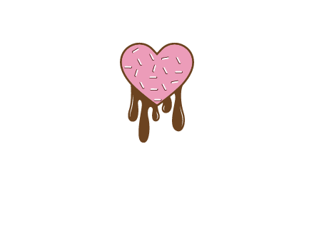 sprinkles on heart shaped cupcake with melting chocolate