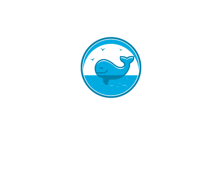 cute whale in ocean in circle